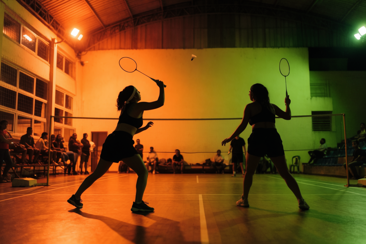 The four friends finishing their Tuesday badminton session