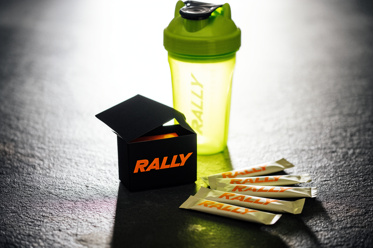 RALLY starter box, shaker and drink mix sticks